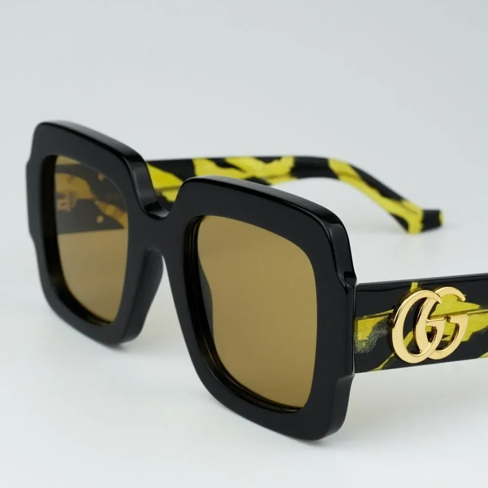 NEW Gucci GG1547S 004 Black Brown Women Square Sunglasses GG 1547S